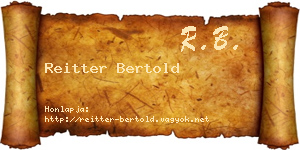 Reitter Bertold névjegykártya